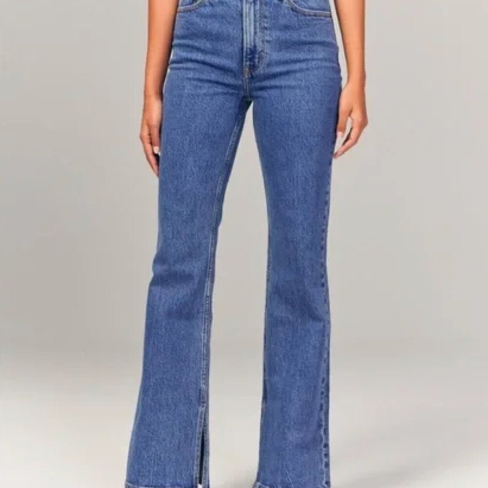 Abercrombie High Rise Vintage Flare Jeans in Medium Wash